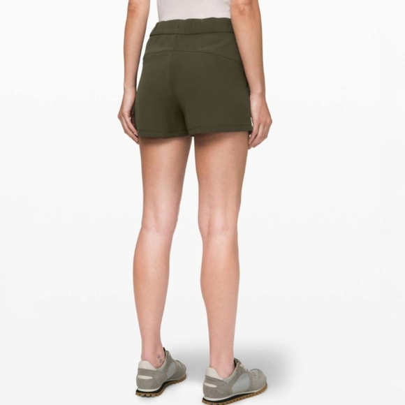 Lululemon On The Fly Short Woven Dark Olive Shorts - Picture 3 of 13